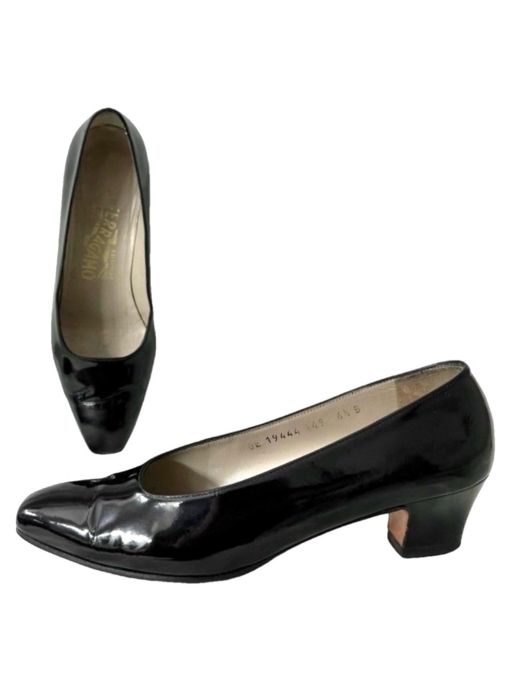 Salvatore Ferragamo Vintage Patent Leather Pumps Slip-Ons